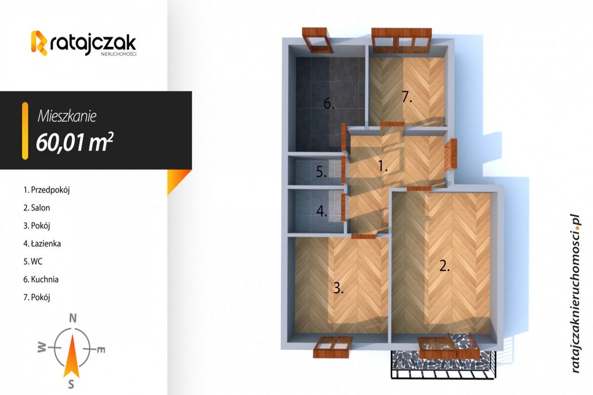 Mieszkanie 3 pok. na 1 piętrze  ul. KusocińskiegoWejherowo
