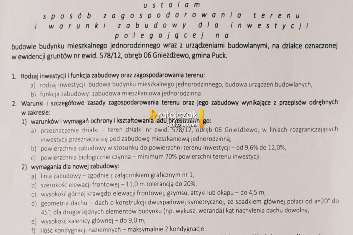 Działka budowlana z WZ |820m do Zatoki Puckiej|LASGnieżdżewo