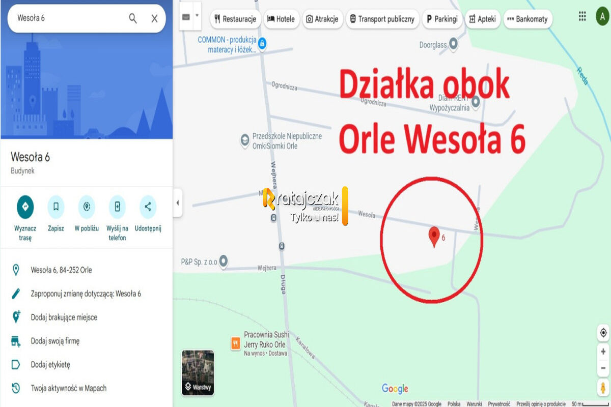 DZIAŁKA BUDOWLANA | ORLE | POD LASEM BLISKO RZEKIOrle