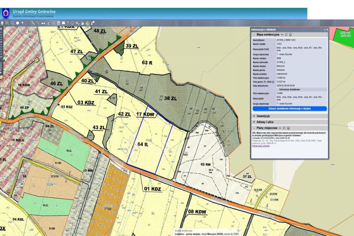 3 54 HA ROLNA | MIERZYNO | PRĄD | DROGA ASFALTOWAMierzyno