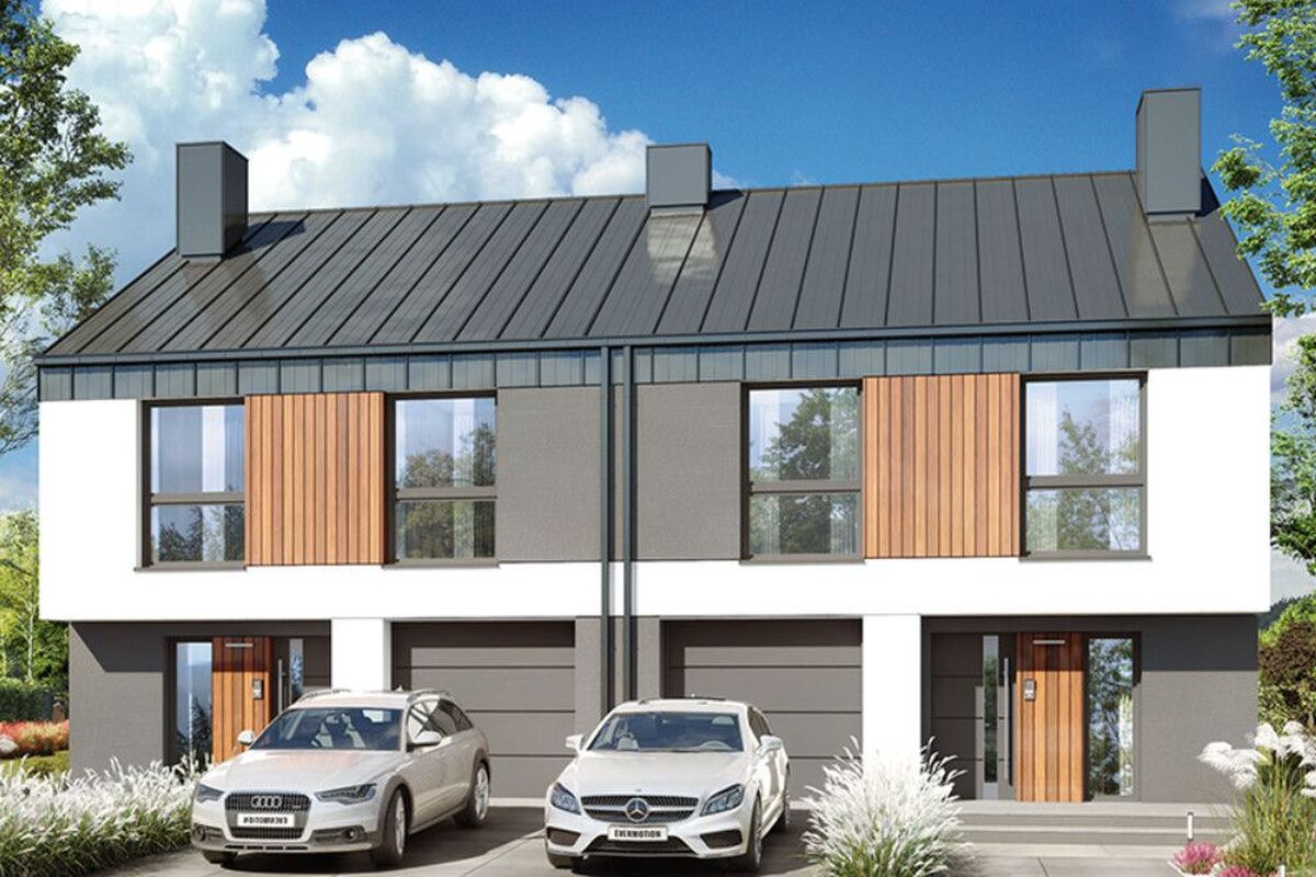 Nowoczesny dom w zabudowie bliźniaczej|bez Pcc 2%Banino