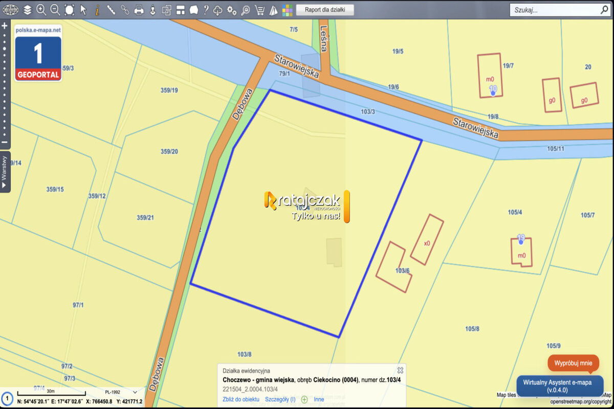 Działka 6066 m² | Ciekocino gm. Choczewo | WZ na 2 domy | Blisko morza – Ciekocino
