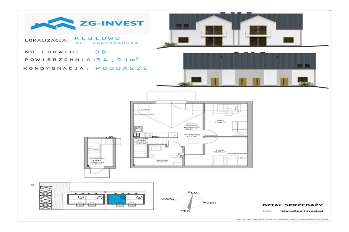 Gospodarska|3 pokoje|M.Postojowe|ogródek|Kębłowo
