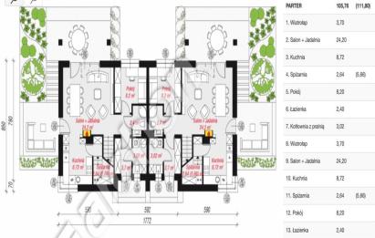 Rzut, plan Gotowy bliźniak 99 m² | Wysoki standard | Zęblewo-Zęblewo
