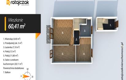 Rzut, plan 3 pokoje | Komfortowa lokalizacja | Dzięcielskiego-Wejherowo