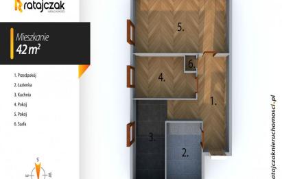 Rzut, plan Dwa pokoje w Śródmieściu Gdańska.-Gdańsk