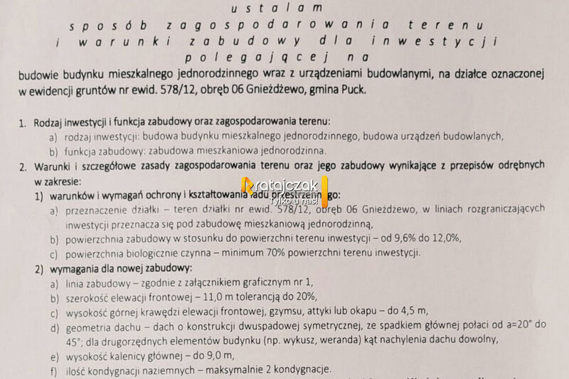 Działka budowlana z WZ | 820 m do Zatoki Puckiej - Gnieżdżewo